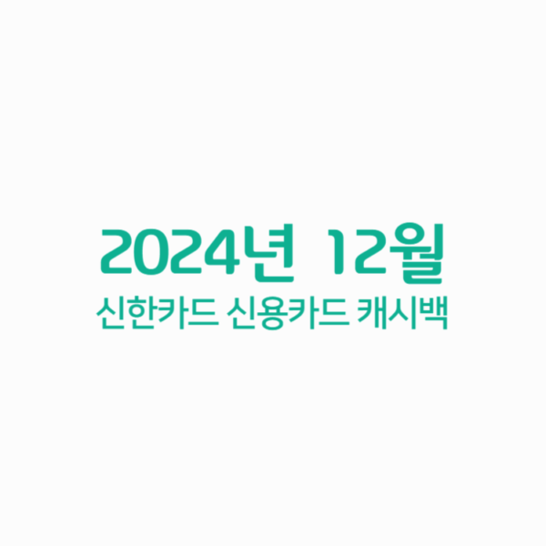 2024년 12월 신한카드 신용카드 캐시백 혜택 정리