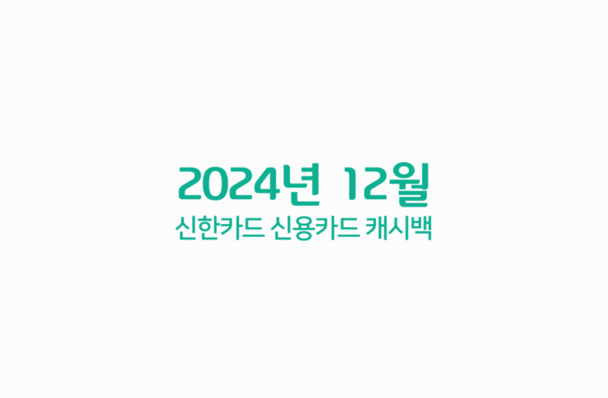 2024년 12월 신한카드 신용카드 캐시백 혜택 정리