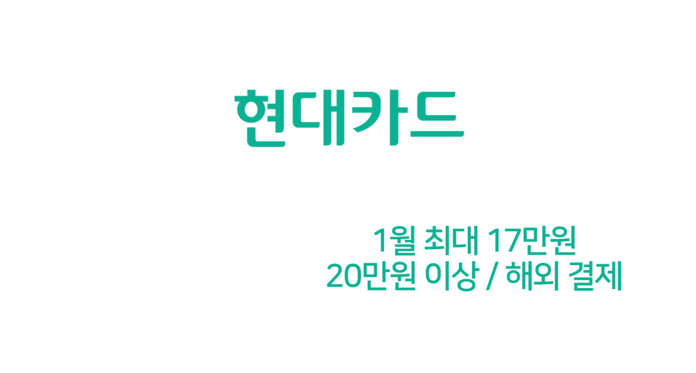 1월 신용카드 캐시백 현대카드M 17만원 (네이버페이 12만원, 해외 5만원)